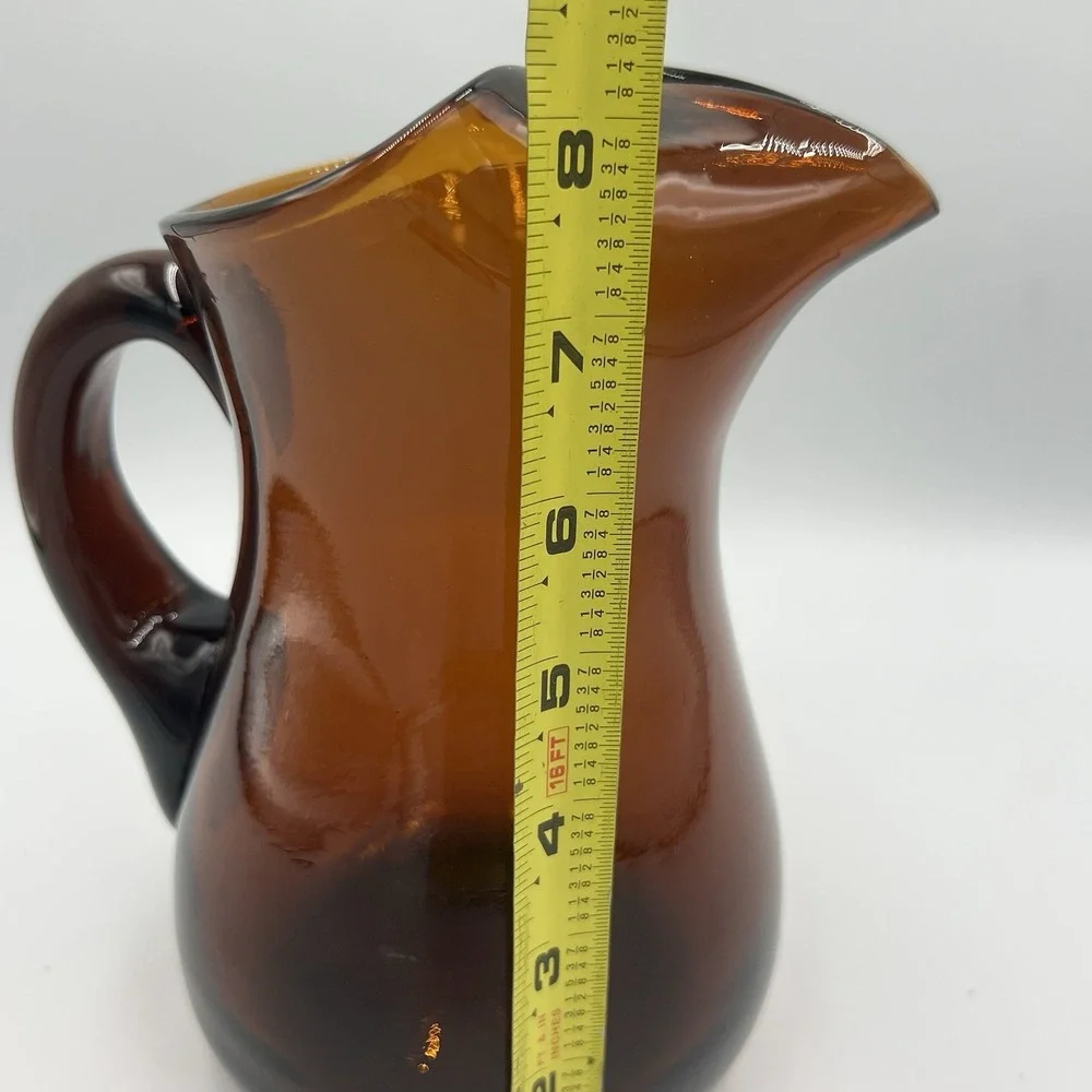 VTG Amber Glass Pitcher 8